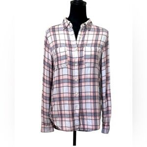 Mossimo Supply Co. Classic Boyfriend Plaid Shirt  Boho Chic- XS- Casual Comfort